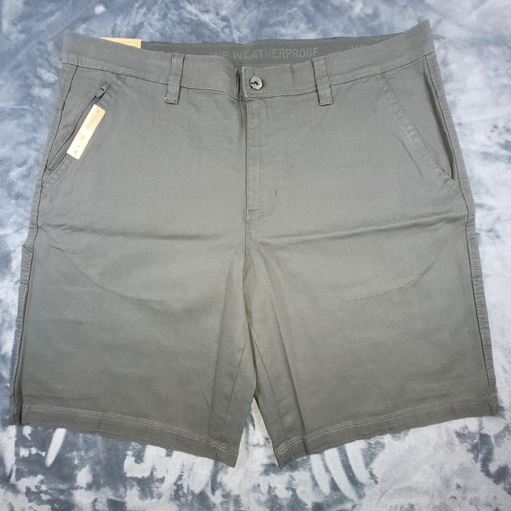 NWT Weatherproof Mens Utility Shorts Stretch Rip-Stop Green 38W 10in Inseam